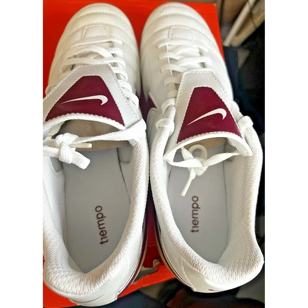 Vintage Nike Tiempo Natural II VT White/Crimson Soccer Cleats Men's Size 11.5